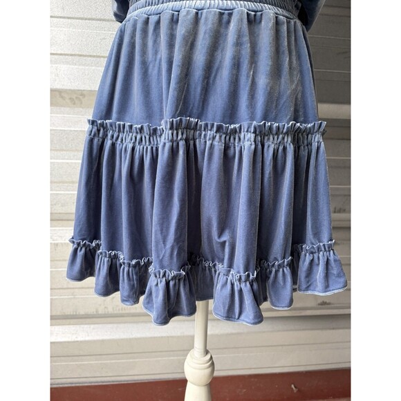 MISA Velvet Dress Blue Tiered Ruffles Tassels Size Medium NWT - Picture 14 of 15
